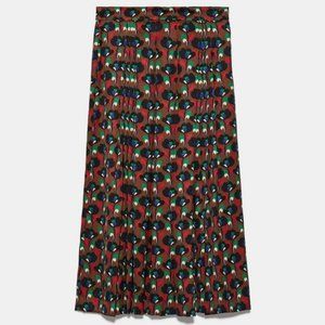 Zara Printed Pleated Skirt, S